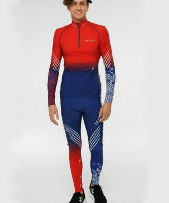 Комбинезон MOAX Sirius Biathlon синий/красный/белый с силиконовыми вставками